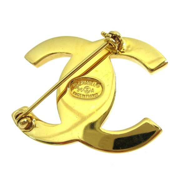 CHANEL CC Logos Turnlock Motif Brooch Pin Corsage Gold - Picture 5 of 8